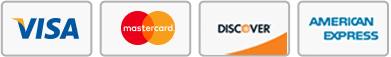 Visa, Mastercard, Discover, and American Express accepted
